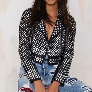 Nasty Gal Black Studded Leather Jacket